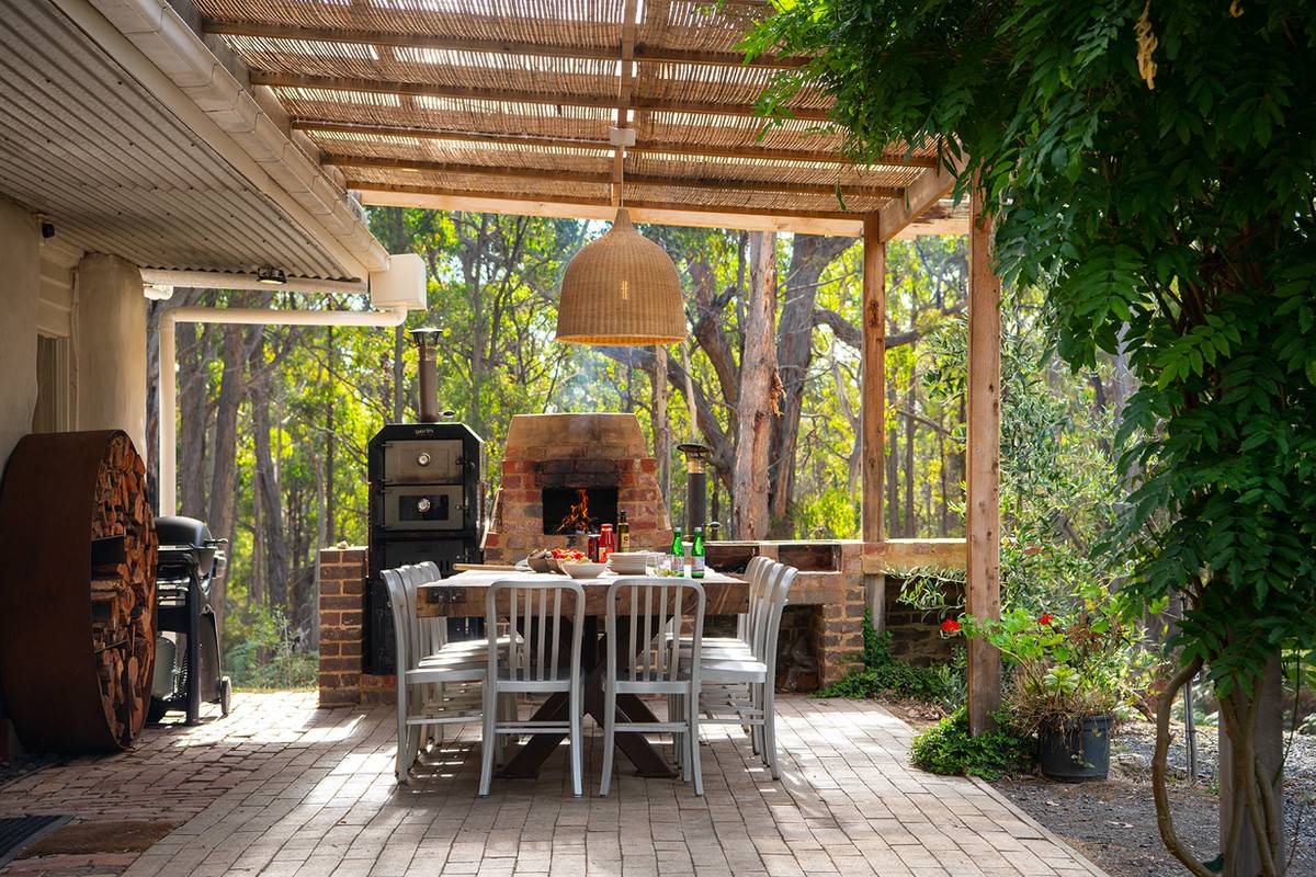 Brick fireplace